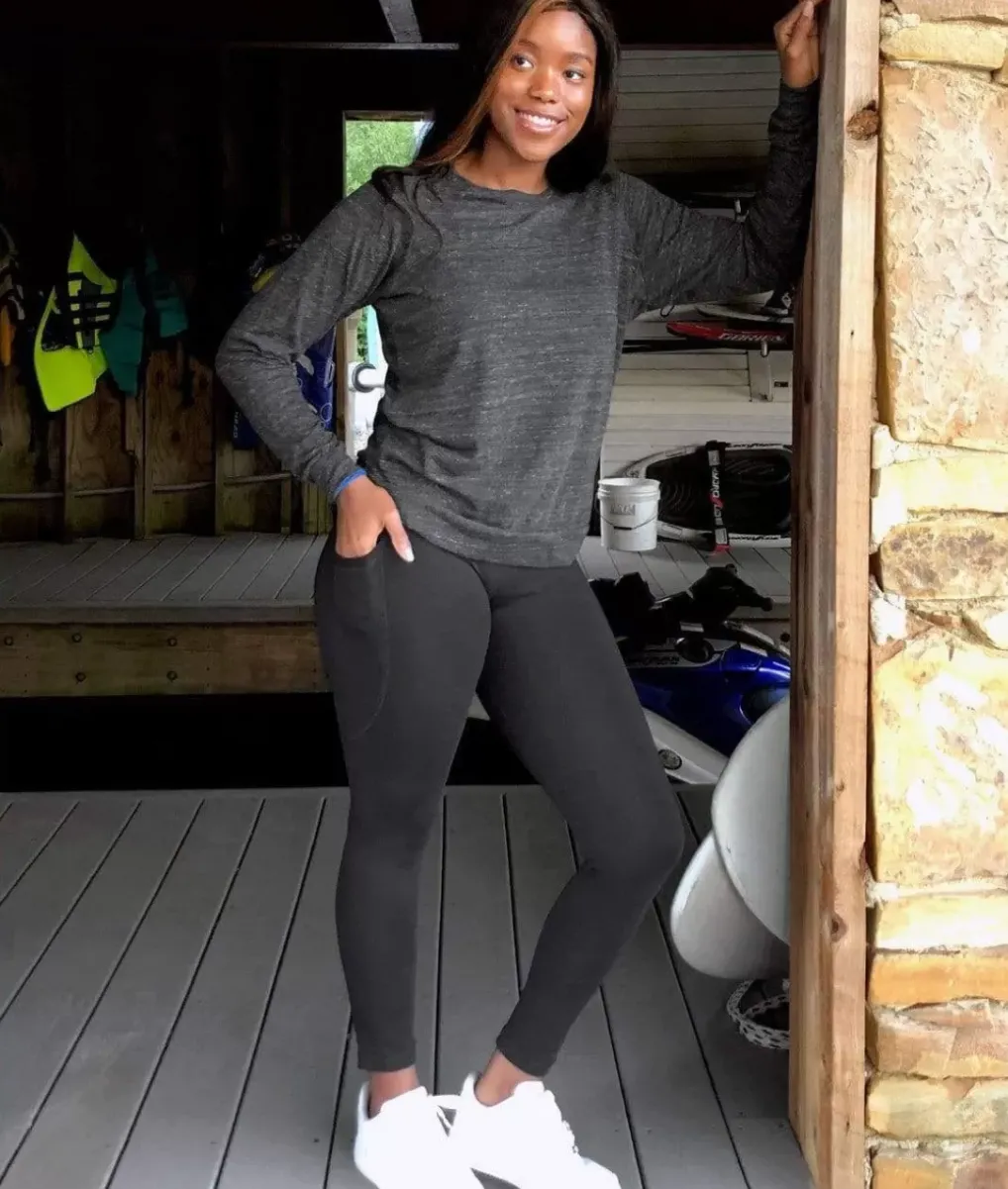 Fashion Nayked Apparel Women'S High Waist Pocketed Athleisure Leggings Black