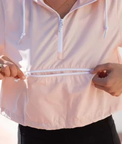 Fashion Nayked Apparel Women'S Lightweight Pullover Cropped Windbreaker