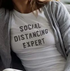 New Nayked Apparel Women'S Ridiculously Soft 100% Cotton Graphic Tee | Social Distancing Expert