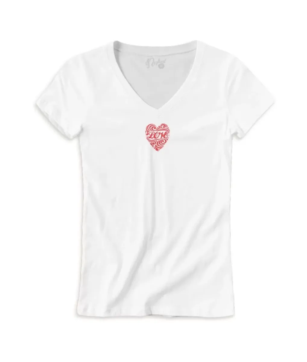Discount Nayked Apparel Women'S Ridiculously Soft Deep V Graphic Tee | Love Script White