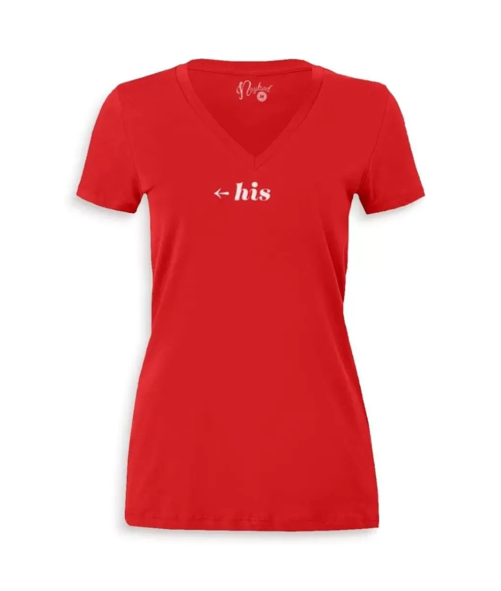 New Nayked Apparel Women'S Ridiculously Soft Deep V Graphic Tee | His Red