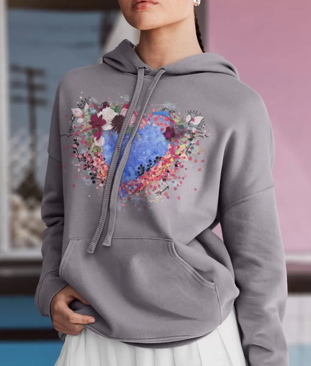 Best Nayked Apparel Women'S Ridiculously Soft Oversized Graphic Fleece Hoodie | Heart Art
