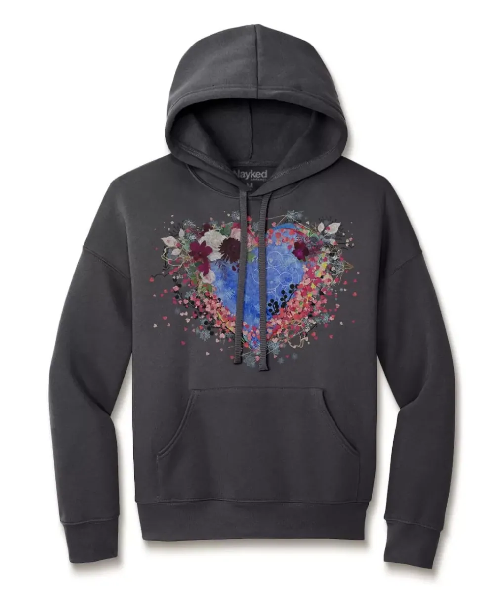 Best Nayked Apparel Women'S Ridiculously Soft Oversized Graphic Fleece Hoodie | Heart Art
