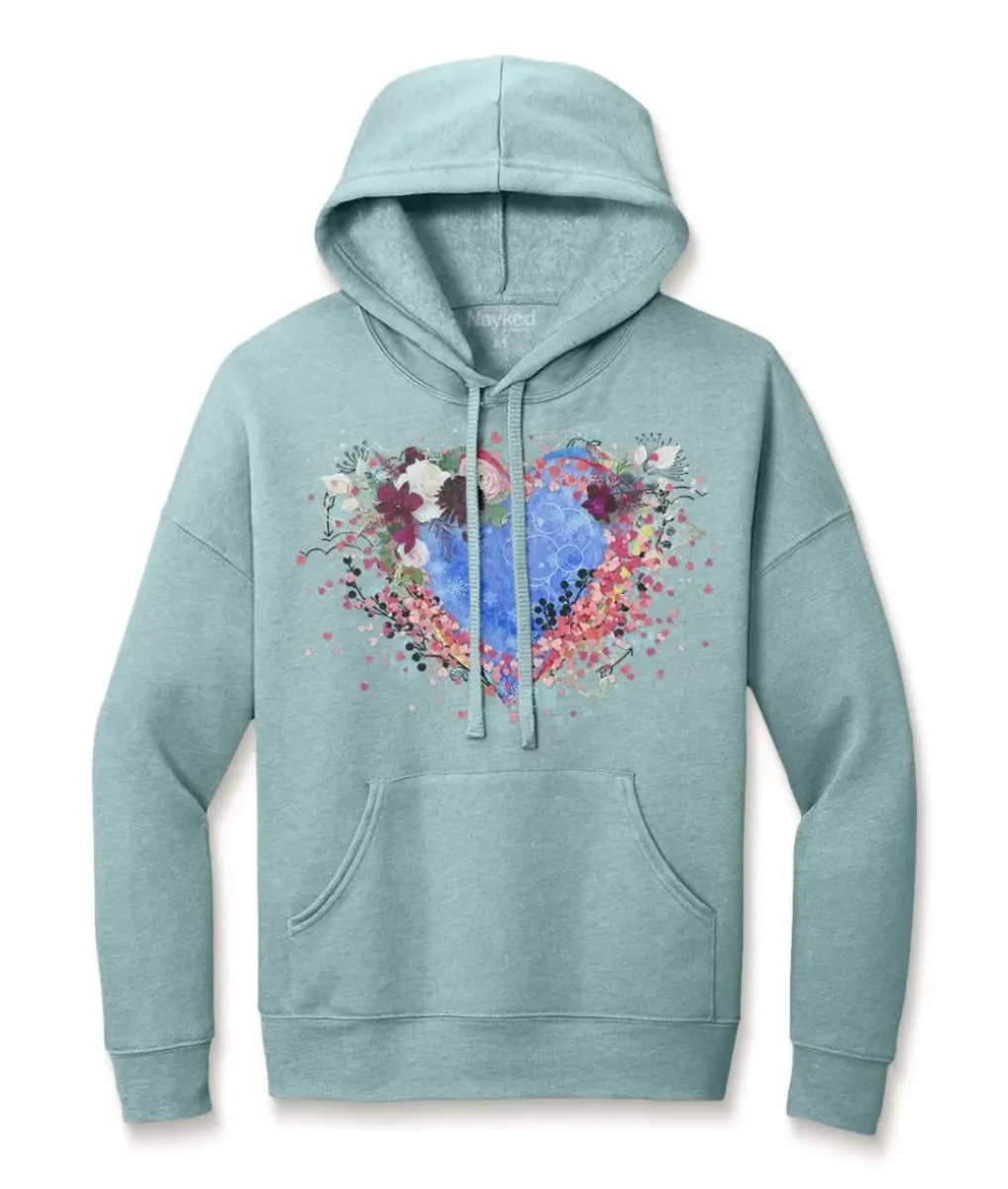 Best Nayked Apparel Women'S Ridiculously Soft Oversized Graphic Fleece Hoodie | Heart Art