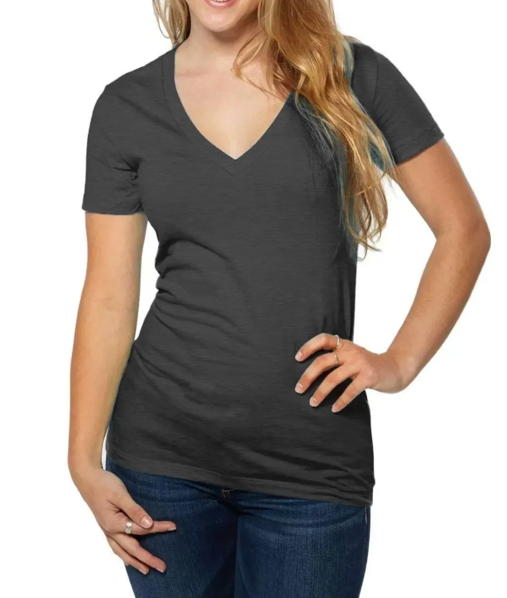 Clearance Nayked Apparel Women'S Ridiculously Soft Deep V-Neck T-Shirt