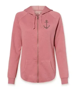 Sale Nayked Apparel Women'S Ridiculously Soft Graphic California Wave Wash Full Zip Hoodie | Sc Anchor