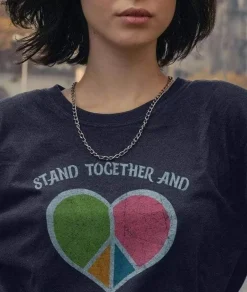 Outlet Nayked Apparel Women'S Ridiculously Soft Oversized Graphic Tee | Stand Together And Love One Another