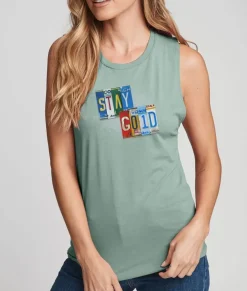 Clearance Nayked Apparel Women'S Ridiculously Soft Festival Graphic Muscle Tank | Stay Gold