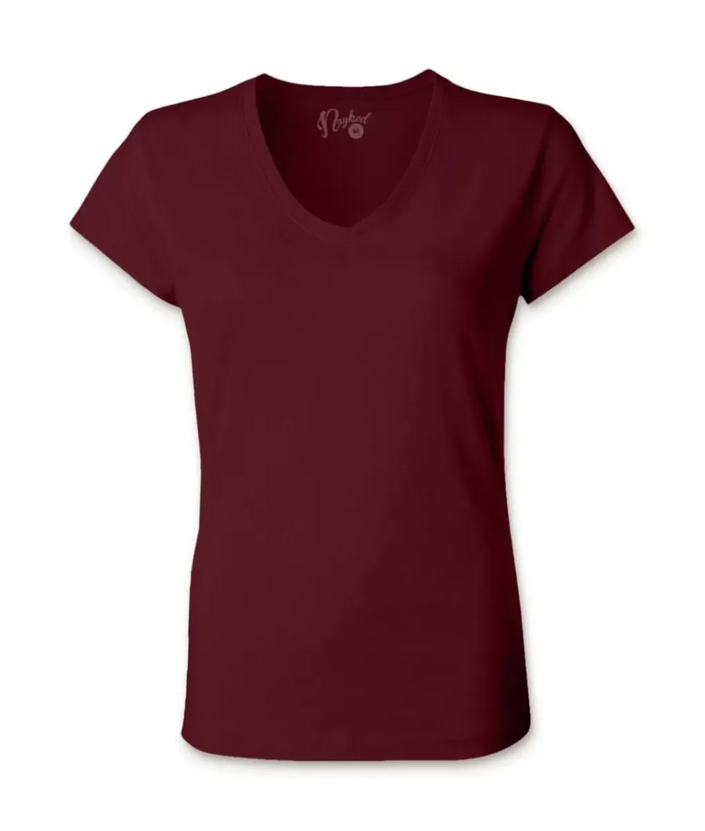 New Nayked Apparel Women'S Ridiculously Soft 100% Cotton Fitted V-Neck T-Shirt