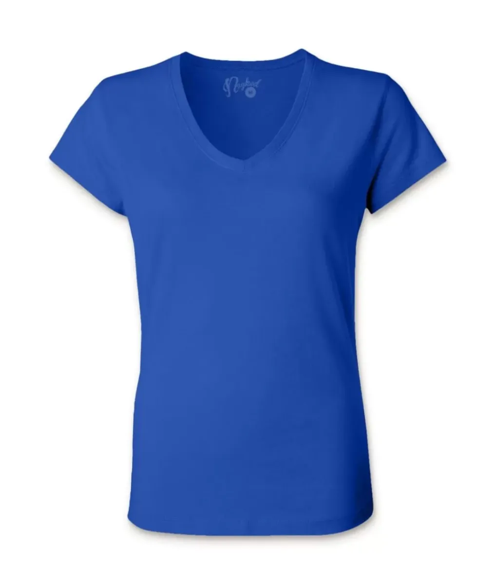 New Nayked Apparel Women'S Ridiculously Soft 100% Cotton Fitted V-Neck T-Shirt