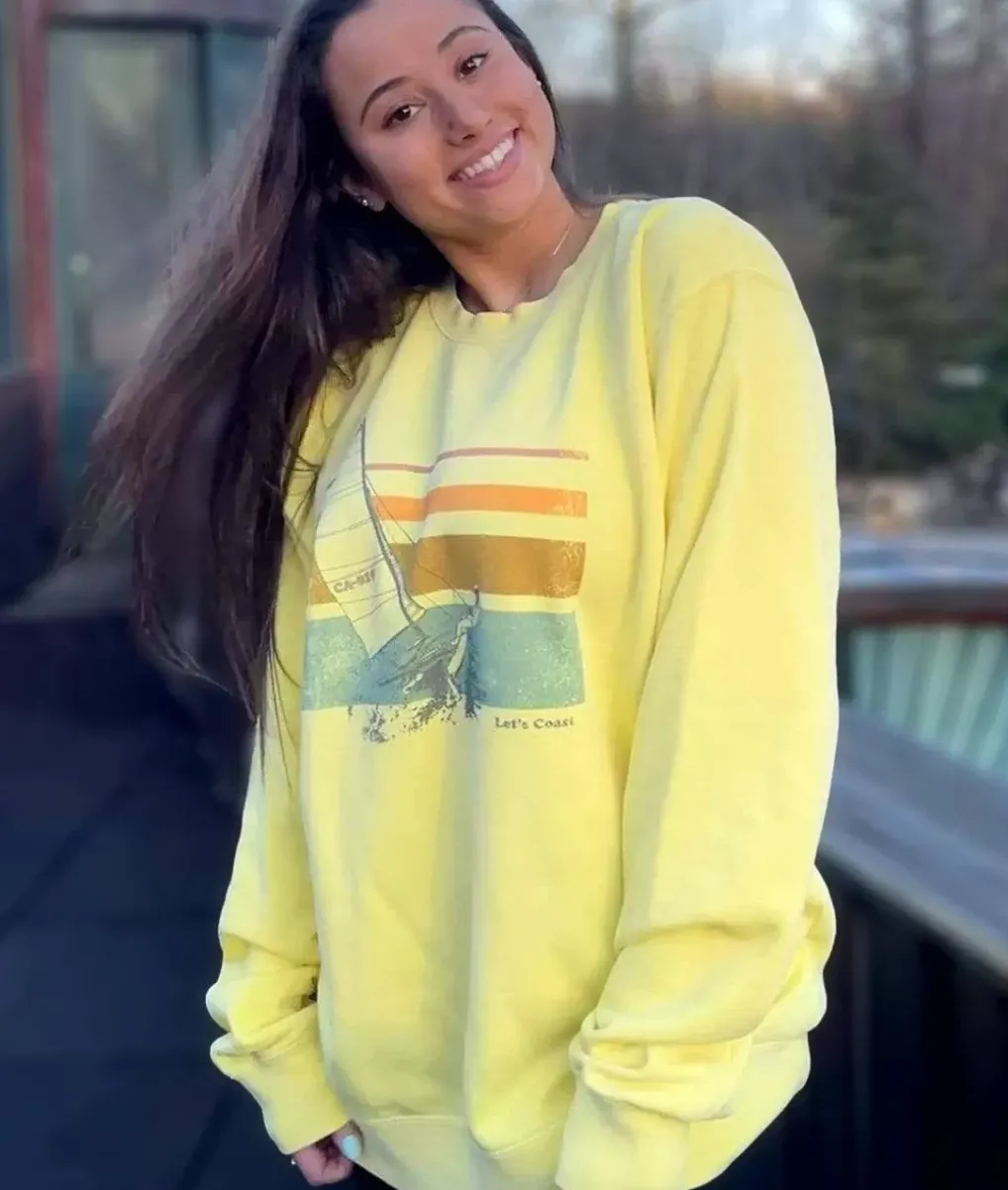 Online Nayked Apparel Women'S Ridiculously Soft Oversized Pigment-Dyed Graphic Sweatshirt | Sailboat Pigment Yellow