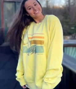 Discount Nayked Apparel Women'S Ridiculously Soft Oversized Pigment-Dyed Graphic Sweatshirt | Sailboat Pigment Yellow