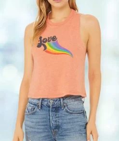 Clearance Nayked Apparel Women'S Ridiculously Soft Cropped Graphic Racerback Tank | Love