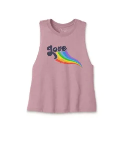 Clearance Nayked Apparel Women'S Ridiculously Soft Cropped Graphic Racerback Tank | Love