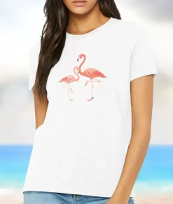 Fashion Nayked Apparel Women'S Ridiculously Soft Lightweight Graphic Tee | Pink Flamingos