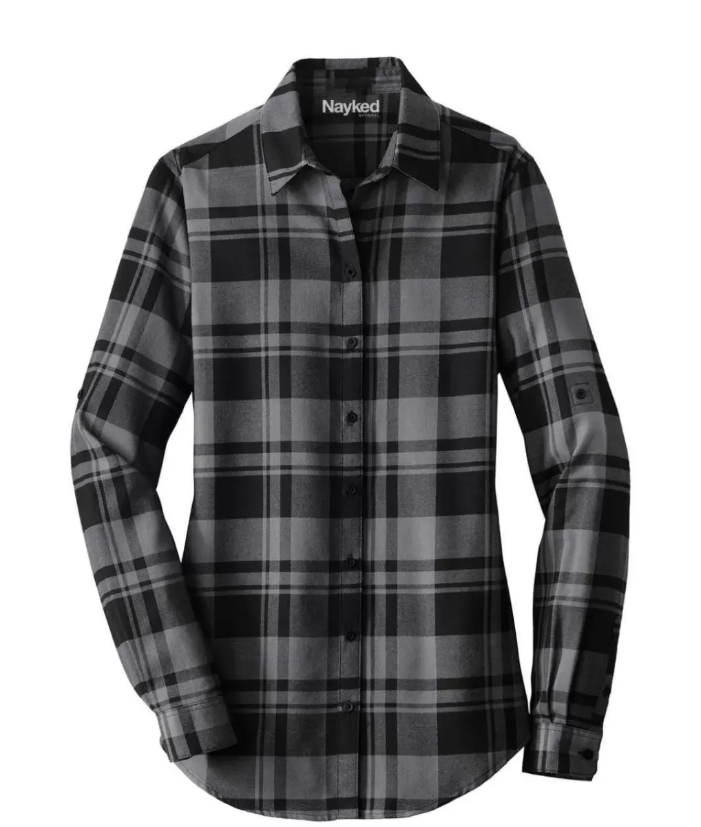 Fashion Nayked Apparel Women'S Ridiculously Soft Plaid Flannel Tunic Shirt