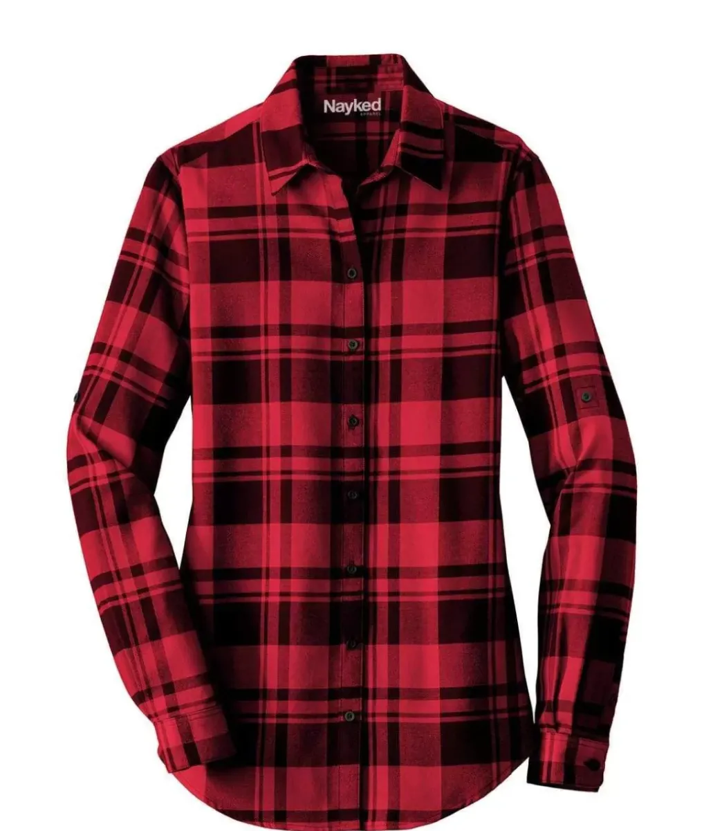 Fashion Nayked Apparel Women'S Ridiculously Soft Plaid Flannel Tunic Shirt