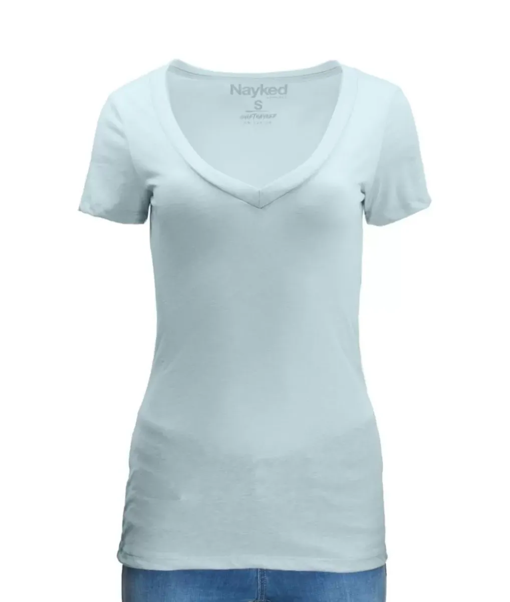 Hot Nayked Apparel Women'S Ridiculously Soft Midweight V-Neck T-Shirt