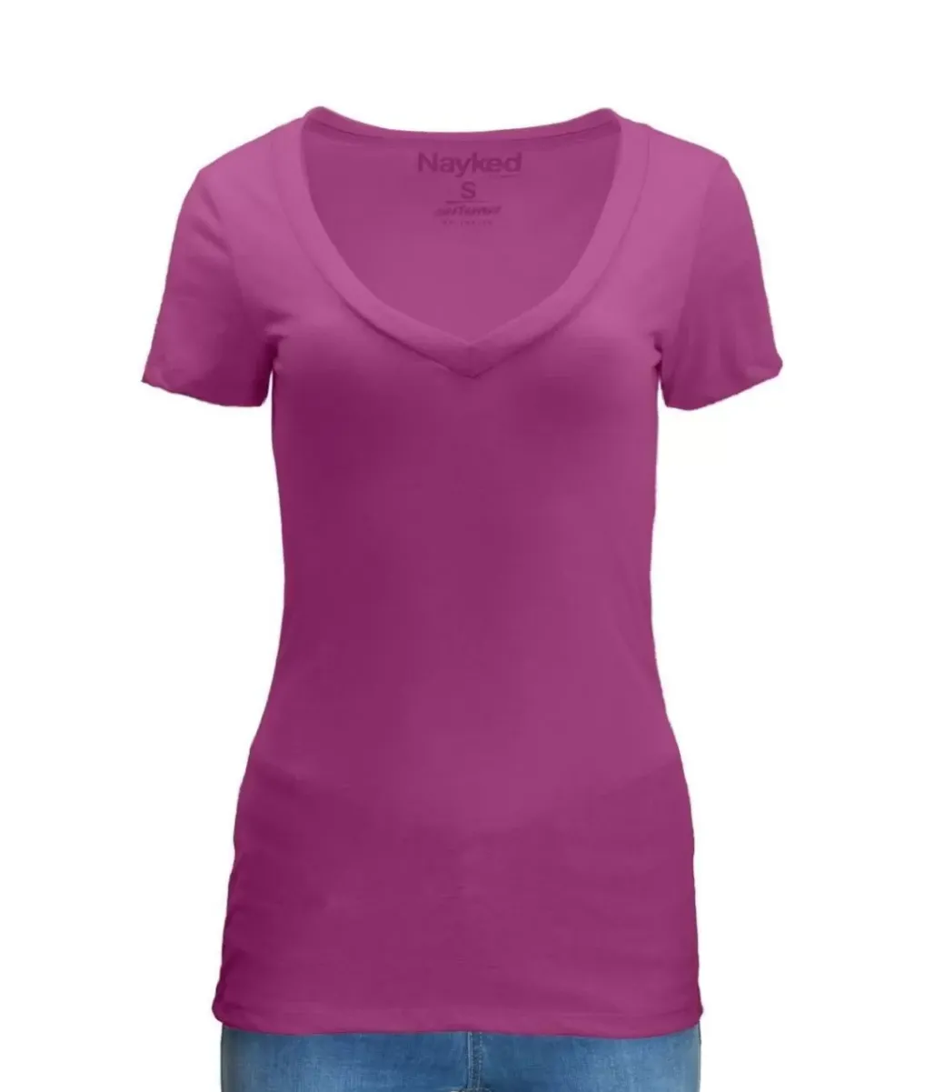 Hot Nayked Apparel Women'S Ridiculously Soft Midweight V-Neck T-Shirt