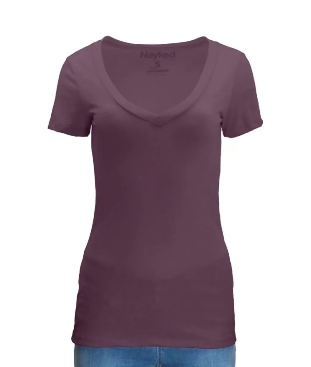 Hot Nayked Apparel Women'S Ridiculously Soft Midweight V-Neck T-Shirt