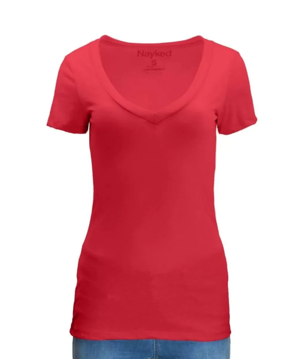 Hot Nayked Apparel Women'S Ridiculously Soft Midweight V-Neck T-Shirt