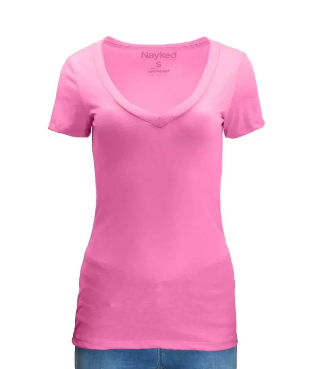 Hot Nayked Apparel Women'S Ridiculously Soft Midweight V-Neck T-Shirt