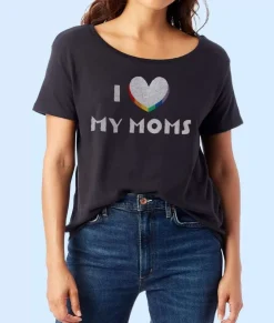 Best Nayked Apparel Women'S Ridiculously Soft Vintage Oversized Graphic Tee | I Love My Moms