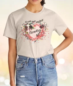 Discount Nayked Apparel Women'S Ridiculously Soft Oversized Sueded Graphic T-Shirt | I Can Buy Myself Flowers