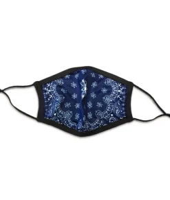 New Nayked Apparel Women'S Ridiculously Soft Bandana Print 2-Layer Face Mask With Adjustable Ear Loops Navy