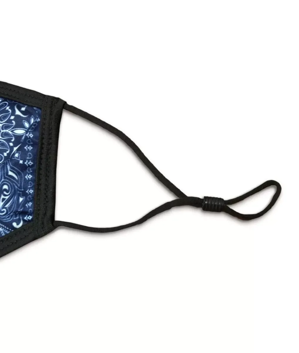 New Nayked Apparel Women'S Ridiculously Soft Bandana Print 2-Layer Face Mask With Adjustable Ear Loops Navy