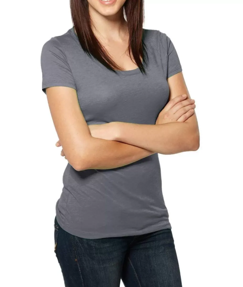 Outlet Nayked Apparel Women'S Ridiculously Soft Lightweight Deep Scoop-Neck T-Shirt