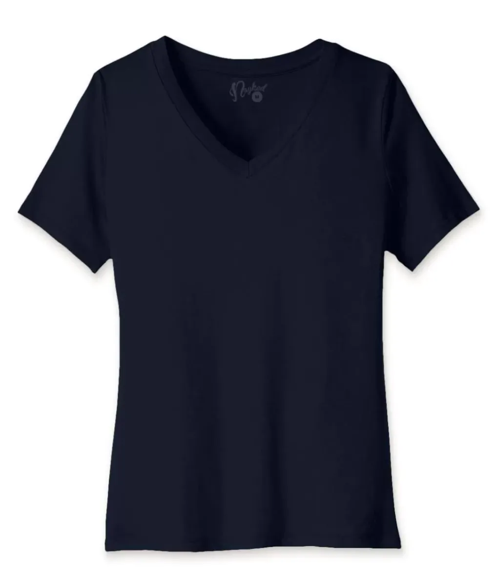 Fashion Nayked Apparel Women'S Ridiculously Soft Relaxed Fit 100% Cotton V-Neck T-Shirt