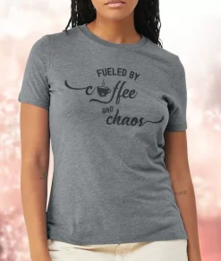 Sale Nayked Apparel Women'S Ridiculously Soft Midweight Graphic Tee | Fueled By Coffee And Chaos