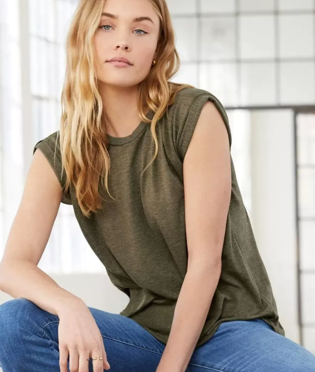 Best Nayked Apparel Women'S Ridiculously Soft Flowy Rolled Cuffs Muscle Tee