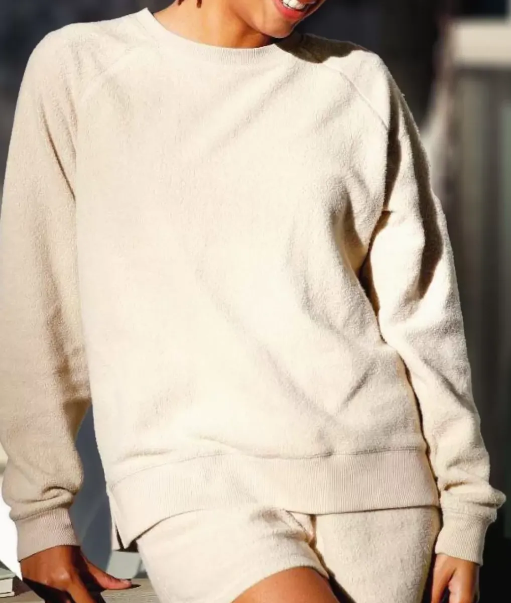 Best Nayked Apparel Women'S Snuggly Soft Reverse Fleece Sweatshirt