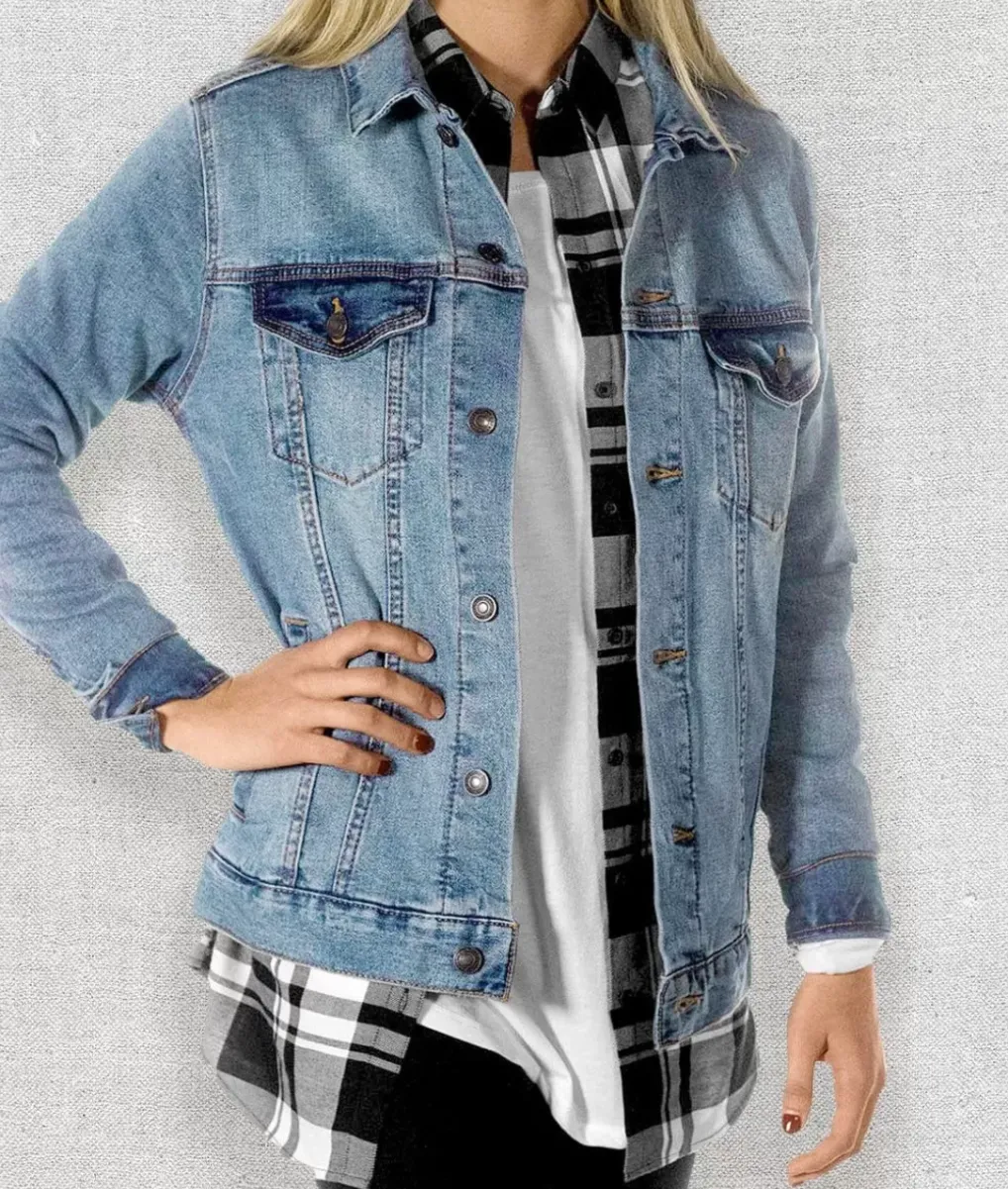 Clearance Nayked Apparel Women'S Soft Oversized Vintage Denim Jacket