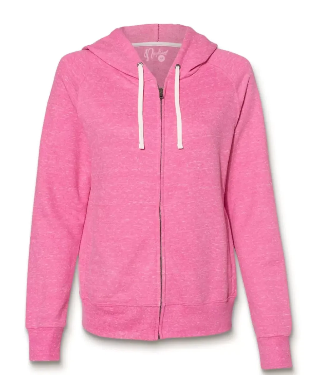 New Nayked Apparel Women'S Soft Snow Heather French Terry Full-Zip Hoodie