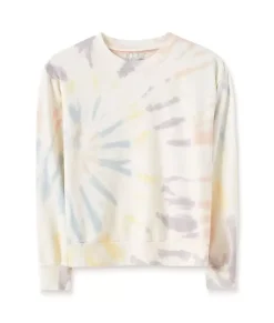 New Nayked Apparel Women'S Soft Tie Dye Recycled Washed Terry Pullover Sweatshirt Spectrum Spiral Tie Dye